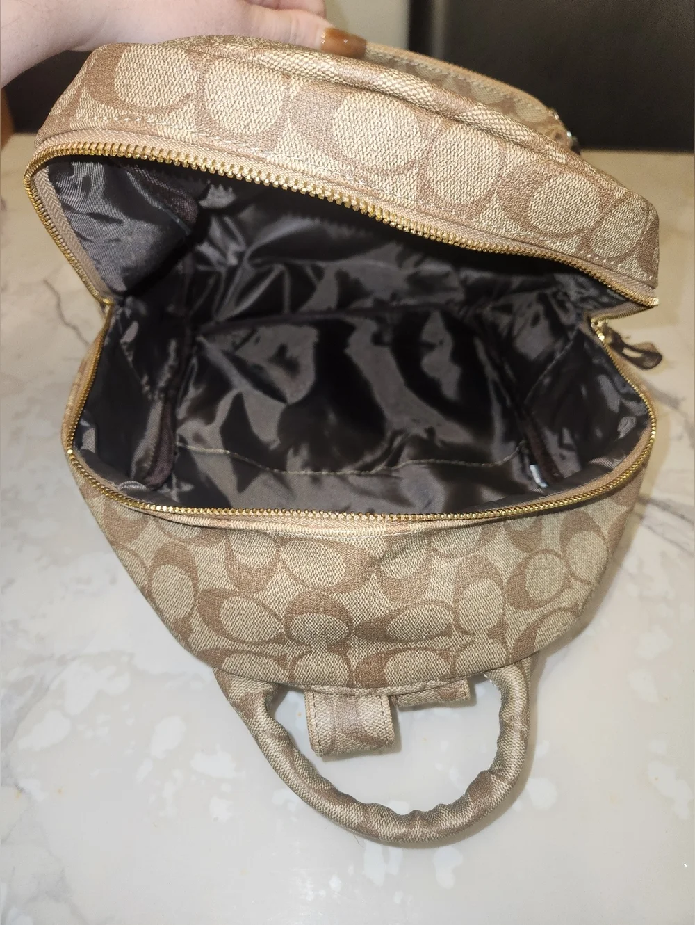 Coach Beige/Tan Signature Pattern Backpack - Picture 4 of 4